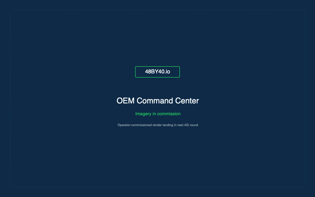 OEM command center dashboard on Atlas Navy — fleet map, recall lookup, and production-velocity KPI panels